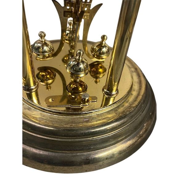 Vintage Kundo Anniversary Clock Brass Floral Motifs Glass Dome - Ubtested - Picture 3 of 6